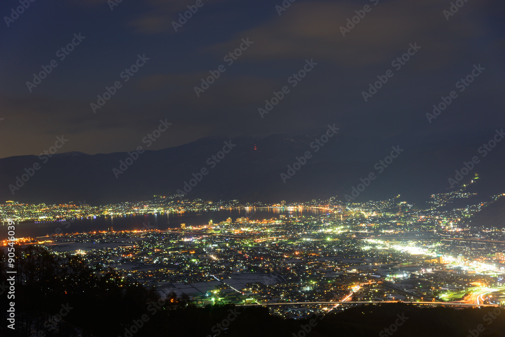 Fototapeta premium Cityscape of Suwa in Nagano, Japan
