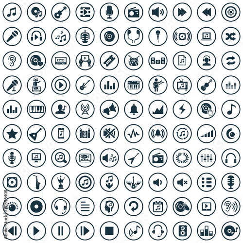 music 100 icons universal set
