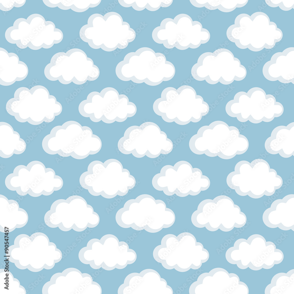 Vector seamless pattern with clouds
