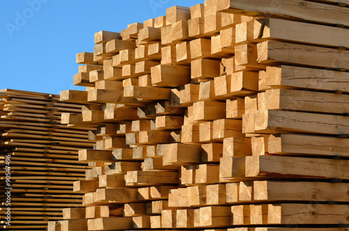 wooden boards stacked at the timber yard