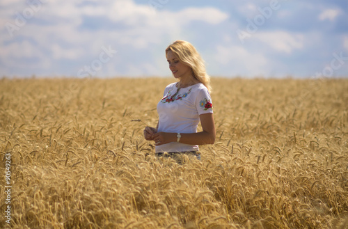 Woman in wheat field