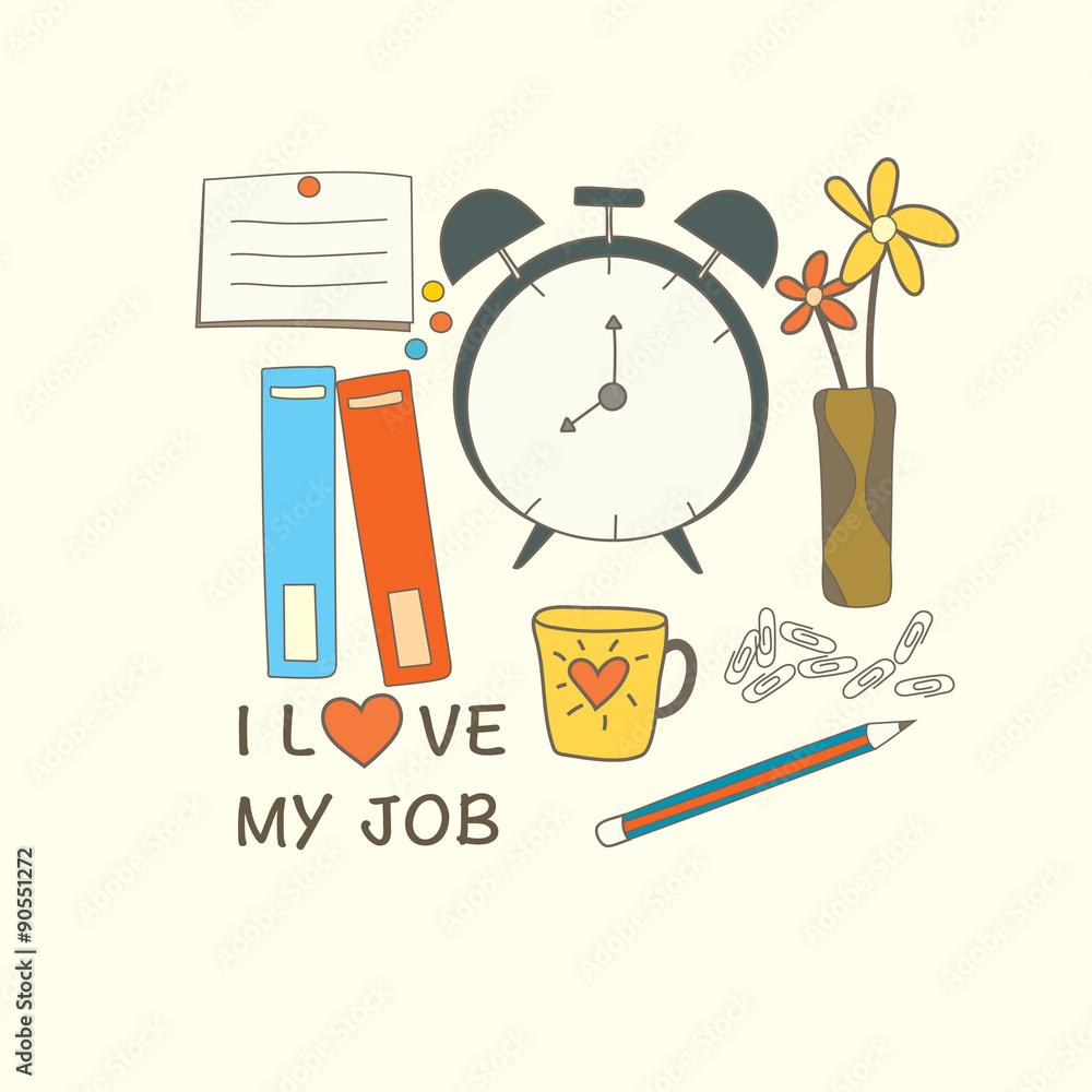 I love my job, Office supply object vector design. I love my job, Office supply object vector design.