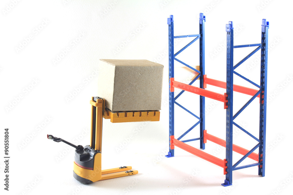 Photo Accident Rack Accident of Electrical forklift and rack isolated on a white bac Stock ...