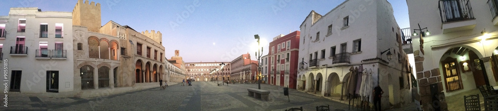 Dusk moon in High Square, Badajoz
