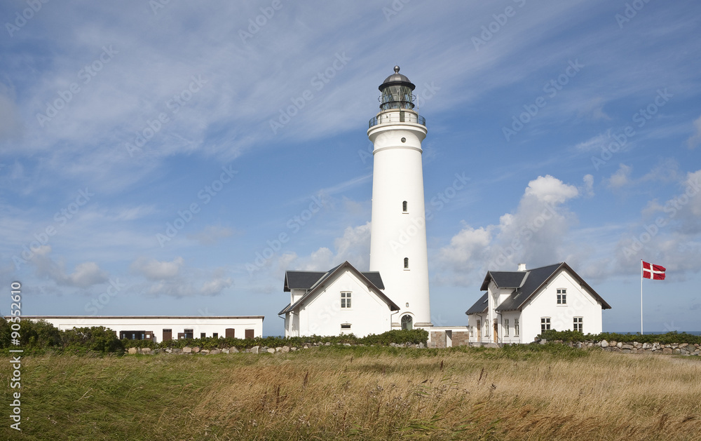 Danish Lighthouse. On the west coast of Denmark lighthouses are commonly found. They are typically clean and simple and very elegant.