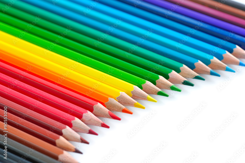 Fototapeta premium Colour pencils isolated on white background close up