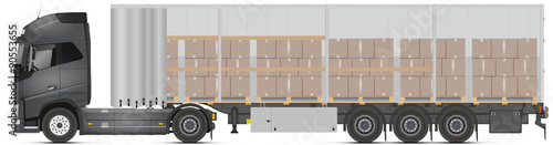 Camion + remorque bâche ouverte