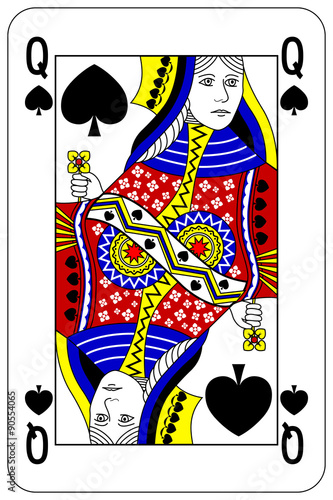 Poker playing card Queen spade