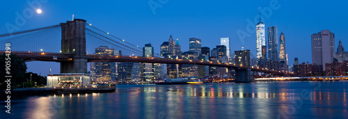 Waterfront and Skyline of New York City at Night