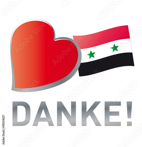 Danken - Helfen durch Spenden - Danke! Syrische Flagge, Herz mit Fahne, Syrien, Flüchtlinge 
