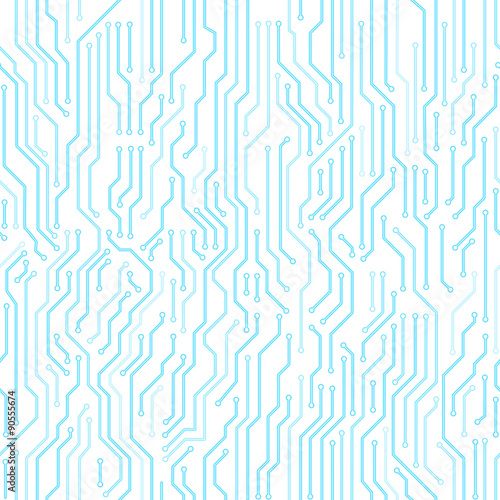 Circuit board seamless pattern. Digital high tech style vector bright background.