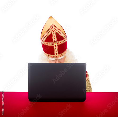 Sinterklaas with laptop photo