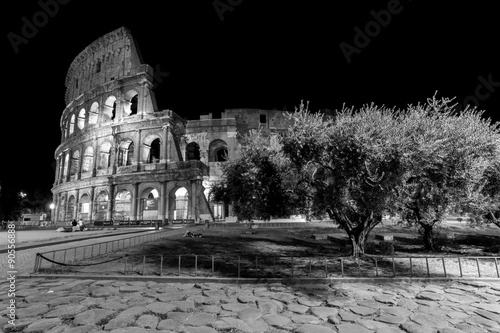 Photography Rome's circus Coliseum, illuminated at night