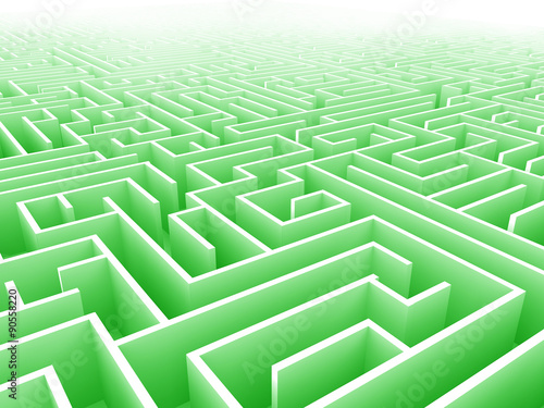 green endless maze 3d illustration