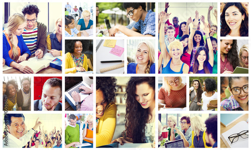 Diverse People Students Start Up Collage Concept