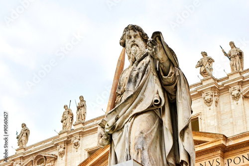 Statue of St. Paul outside the basilica of St. Peter.