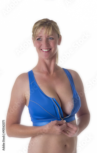 Woman wearing a blue sports bra