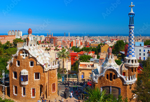 Park Guell is a garden complex with architectural elements in the Gracia district. It was commissioned by Eusebi Guell and designed by Antonio Gaudi, built in 1900-1914.