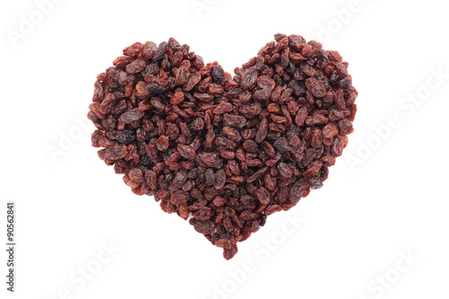 Raisins in a heart shape