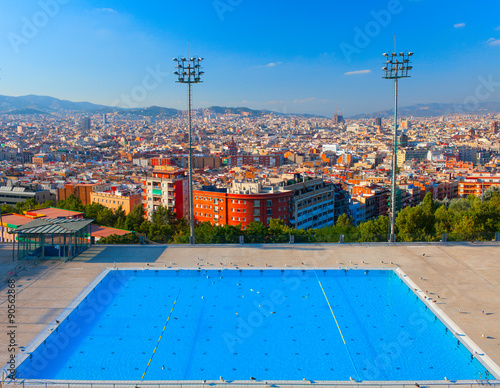 Barcelona city Olympic swimming pool. Montjuic mountain. Spain. photo