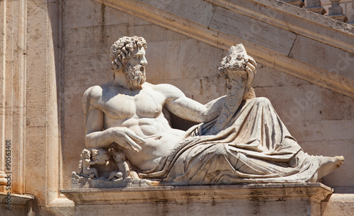 Statue of Tiber (God Tiberinus) at the Palazzo Senatorio (Senatorial) in Rome, Italy.