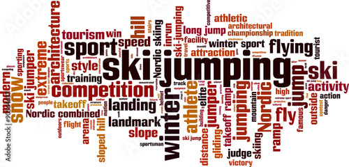 Ski jumping word cloud concept. Vector illustration