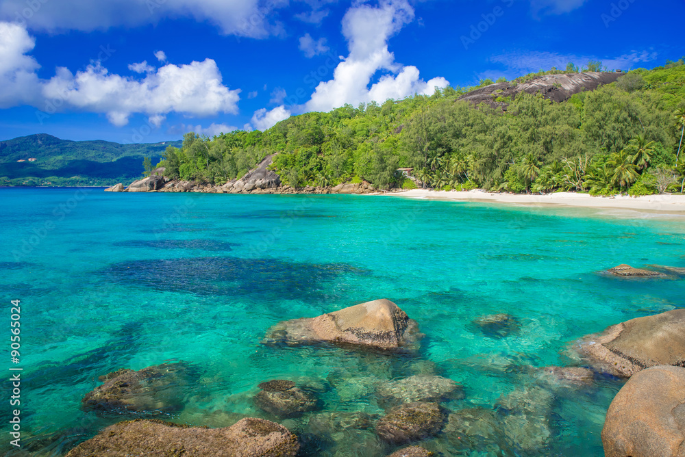 Fototapeta premium Anse Soleil - Paradise beach on tropical island Mahé