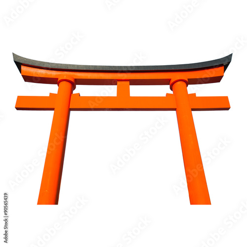 Canvas Print Torii , A traditional Japanese shinto shrine gate isolated on white background