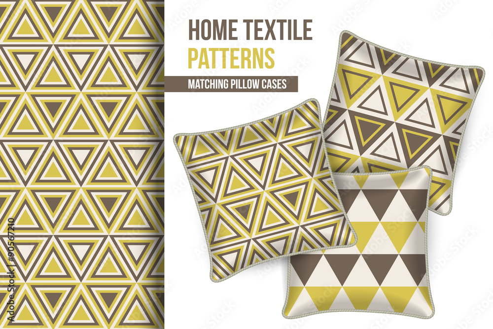 Pattern and set of 3 decorative throw pillows