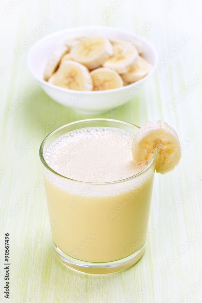 Milkshake with banana in glass Milkshake with banana in glass