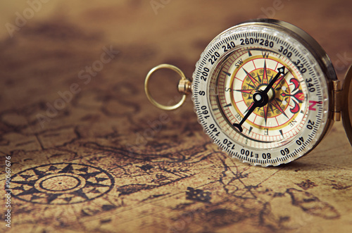 Compass on old map