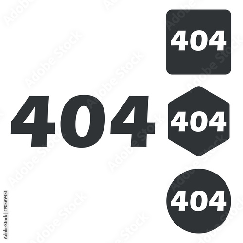 404 icon set, monochrome