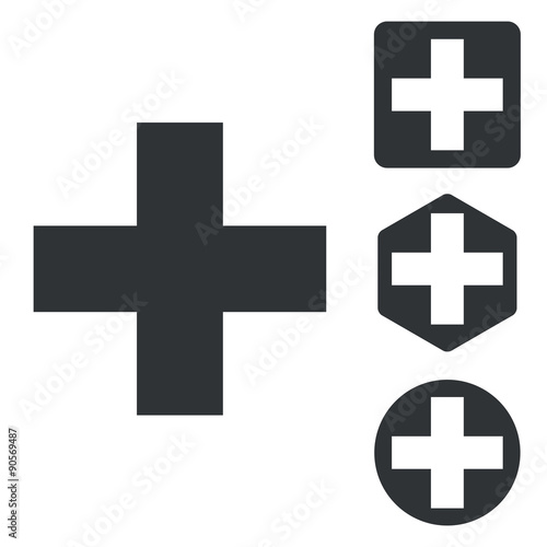 Plus icon set, monochrome