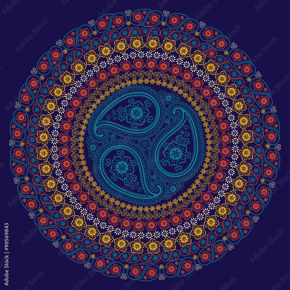 Fototapeta premium Paisley circle composition .Vector Oriental ornament
