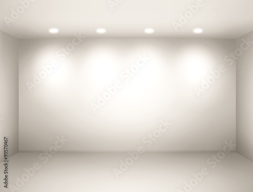 Empty space - empty wall in a room with light spots.