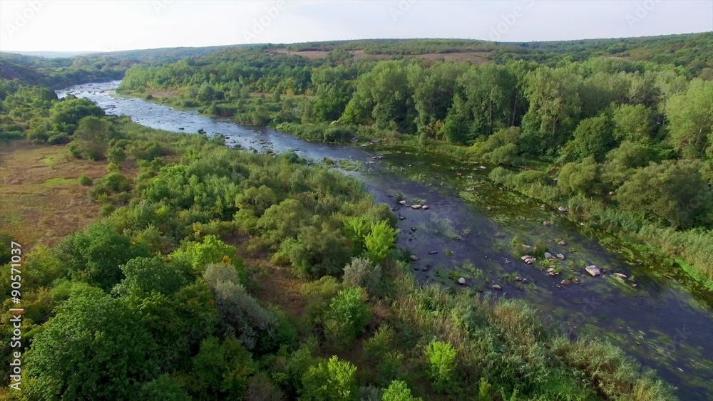 Aerial: flying over river Aerial: flying over river
