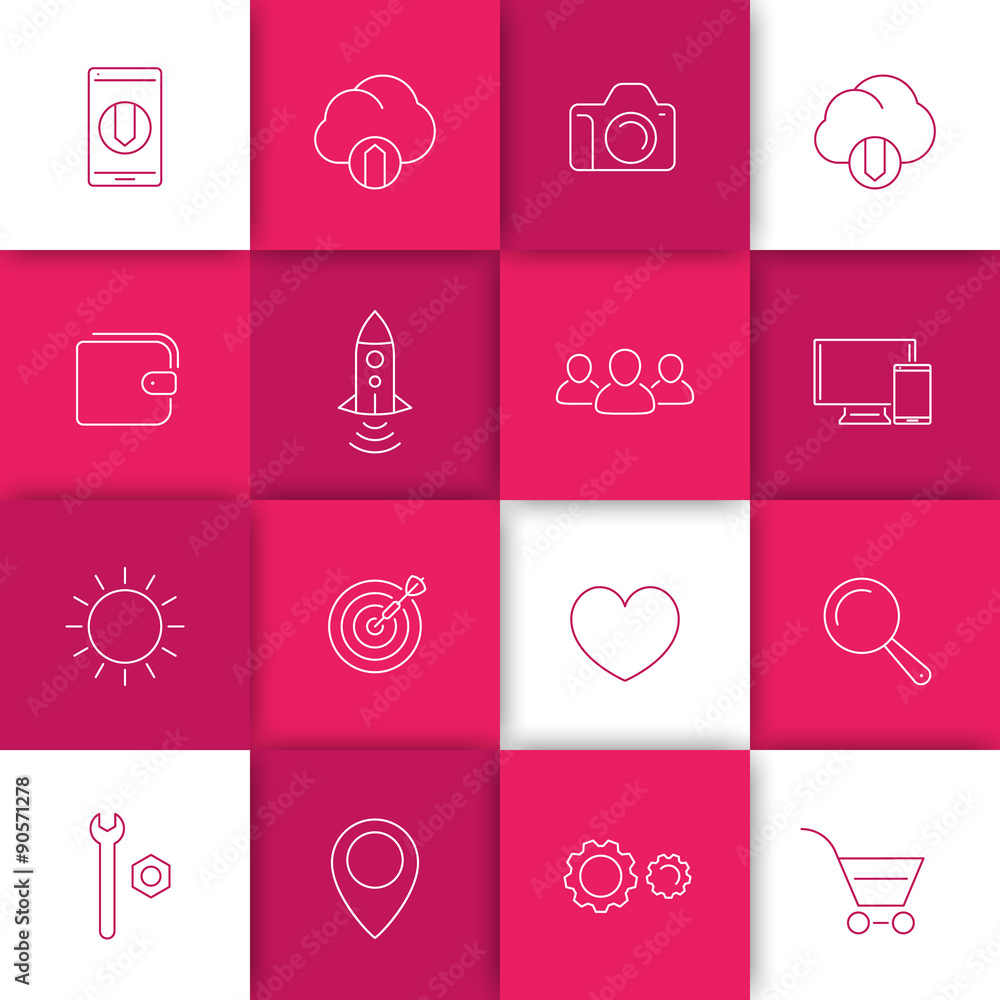 Thin linear web icons on geometric background, vector illustration, eps10, easy to edit Thin linear web icons on geometric background, vector illustration, eps10, easy to edit
