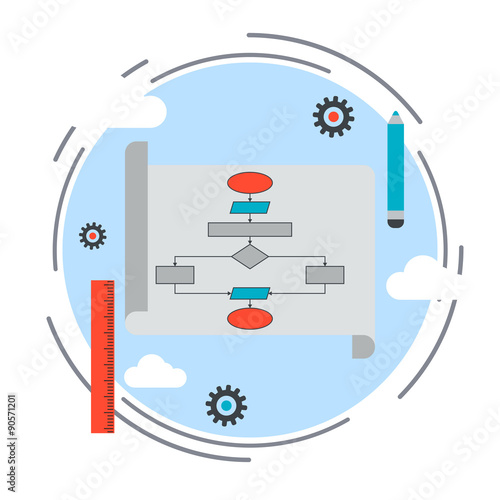 Application development, program coding, SEO process, algorithm optimization concept