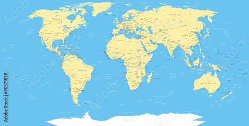 World Map and navigation icons - illustration.