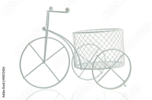 artificial vintage bicycle on white background