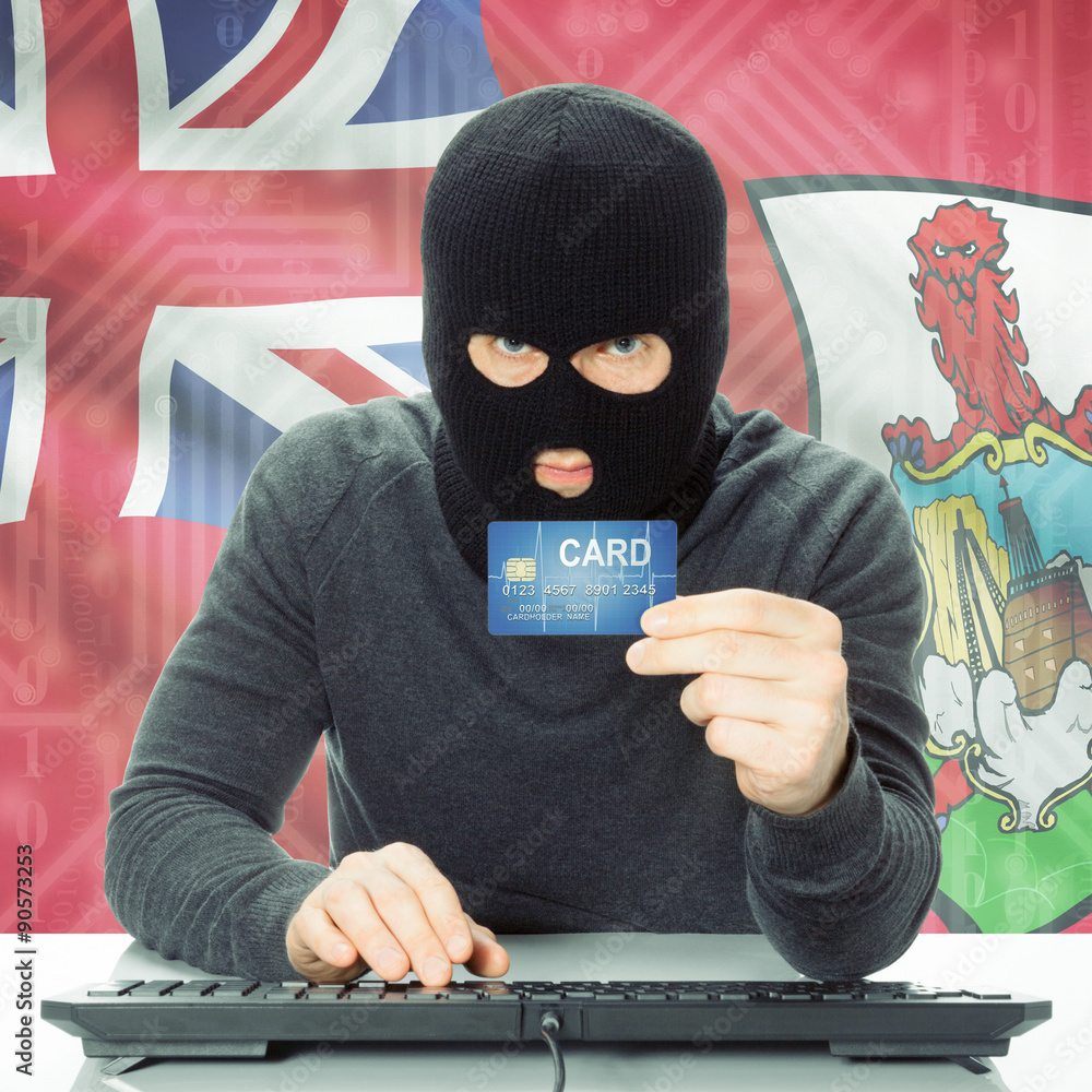 Concept of cybercrime with national flag on background - Bermuda Concept of cybercrime with national flag on background - Bermuda