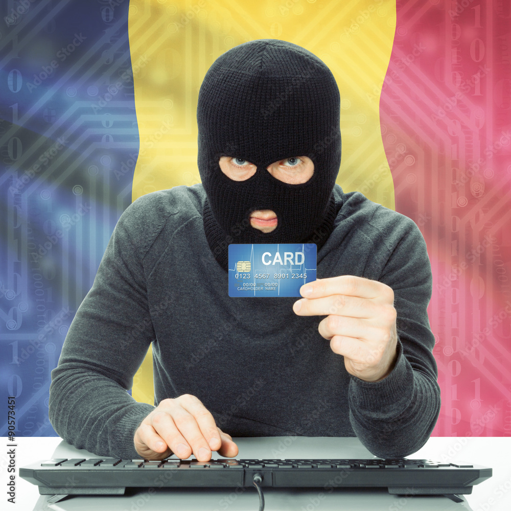Concept of cybercrime with national flag on background - Chad Concept of cybercrime with national flag on background - Chad