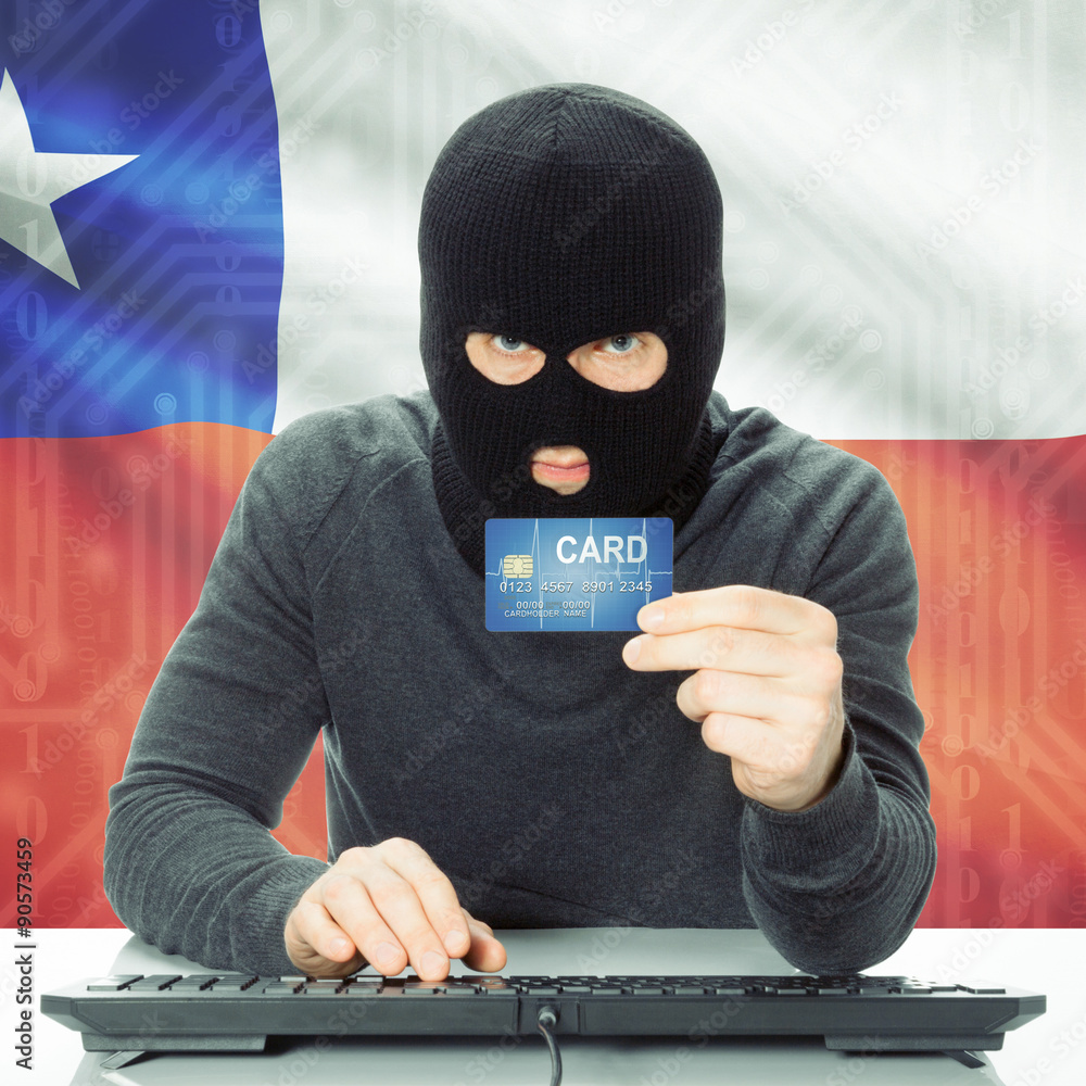 Concept of cybercrime with national flag on background - Chile Concept of cybercrime with national flag on background - Chile