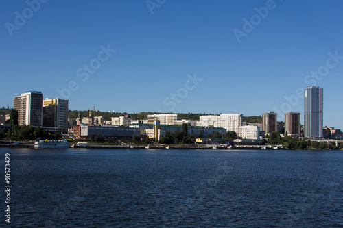 Quay street of the city of Saratov  Russia  view from the river Volga