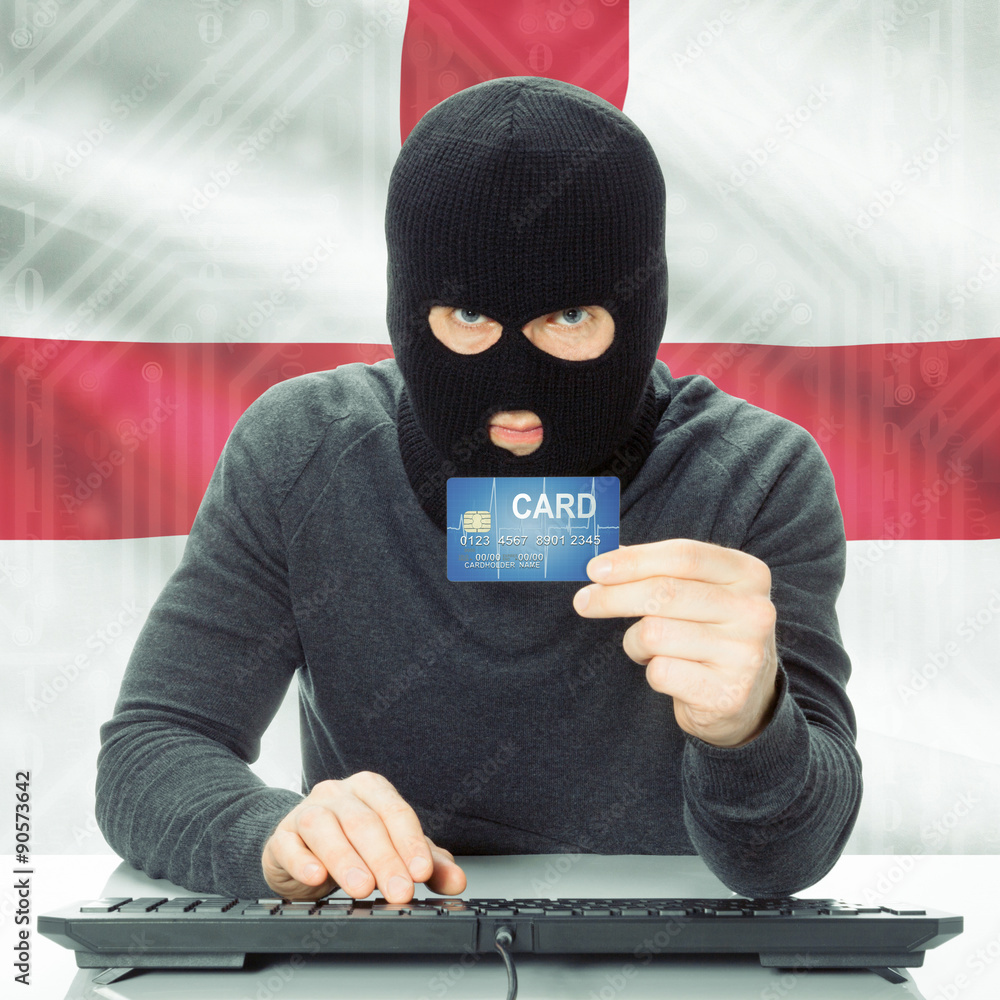 Concept of cybercrime with national flag on background - England Concept of cybercrime with national flag on background - England