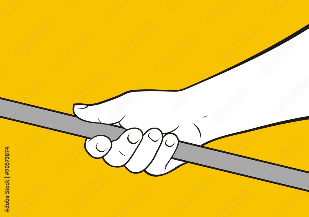 hand holding rod Stock Vector