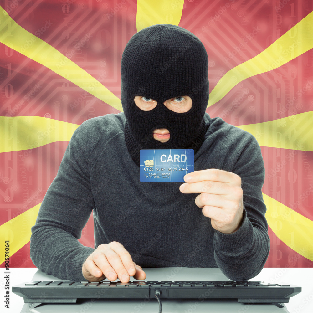 Concept of cybercrime with national flag on background - Macedon Concept of cybercrime with national flag on background - Macedon