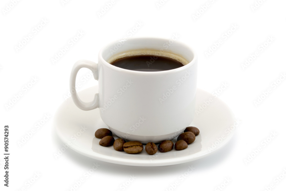 cup of coffee with a coffee beans and isolated on white background
cup of coffee with a coffee beans and isolated on white background