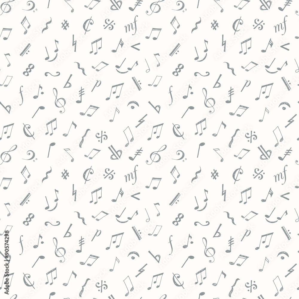 Seamless background with music notes and signs Seamless background with music notes and signs