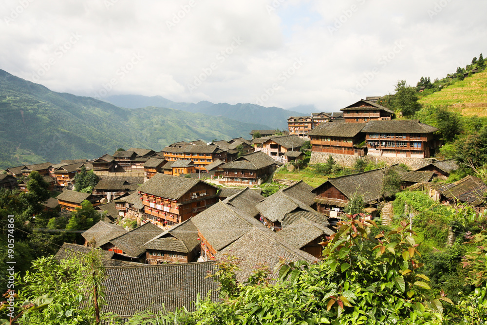 Traditional chinese village wooden houses